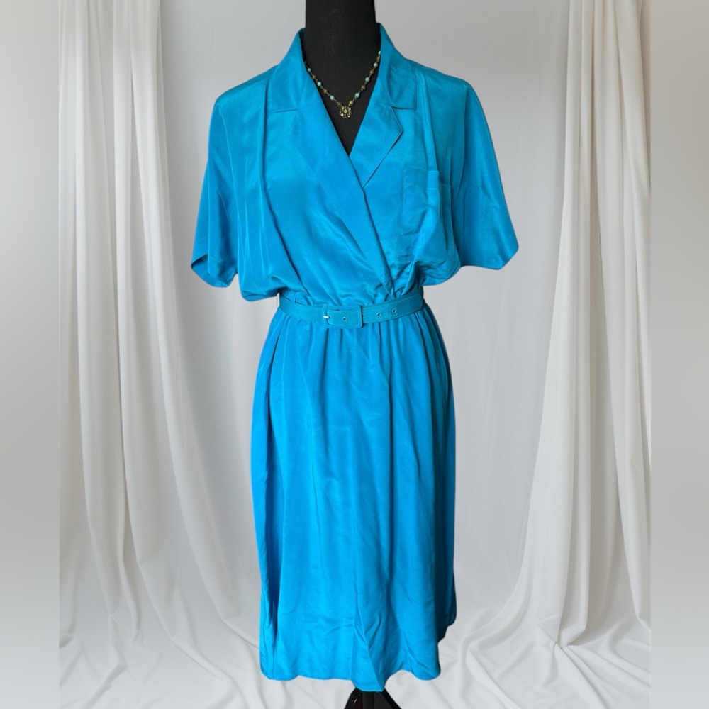 CHRISTINA GRANT Petites Vintage 80’s Silk Dress Sz 12